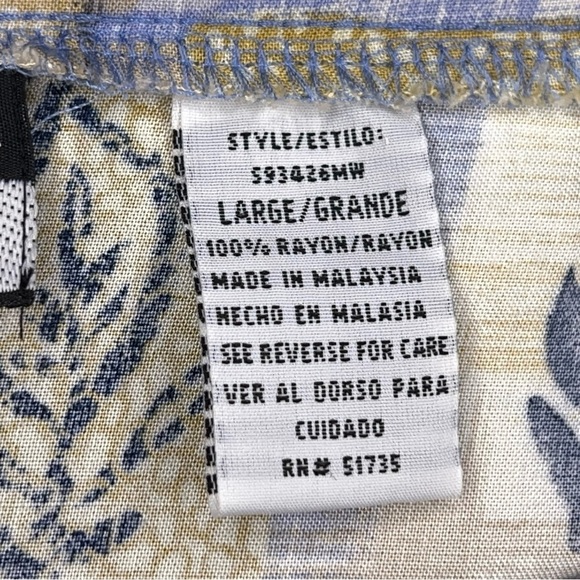 Vintage Sag Harbor Large Floral Blue Yellow Midi Skirt Elastic Waistband Retro - Picture 11 of 12